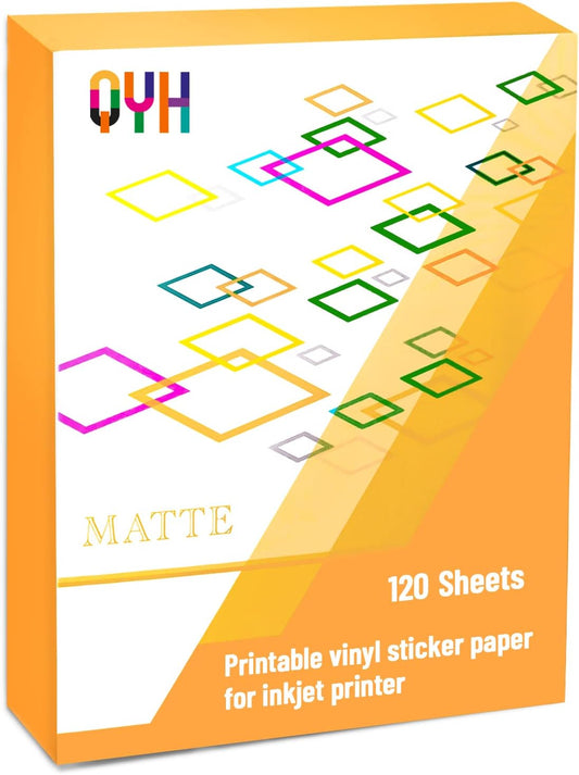 Waterproof Matte White Vinyl Labels by QYH - 120 Sheets!