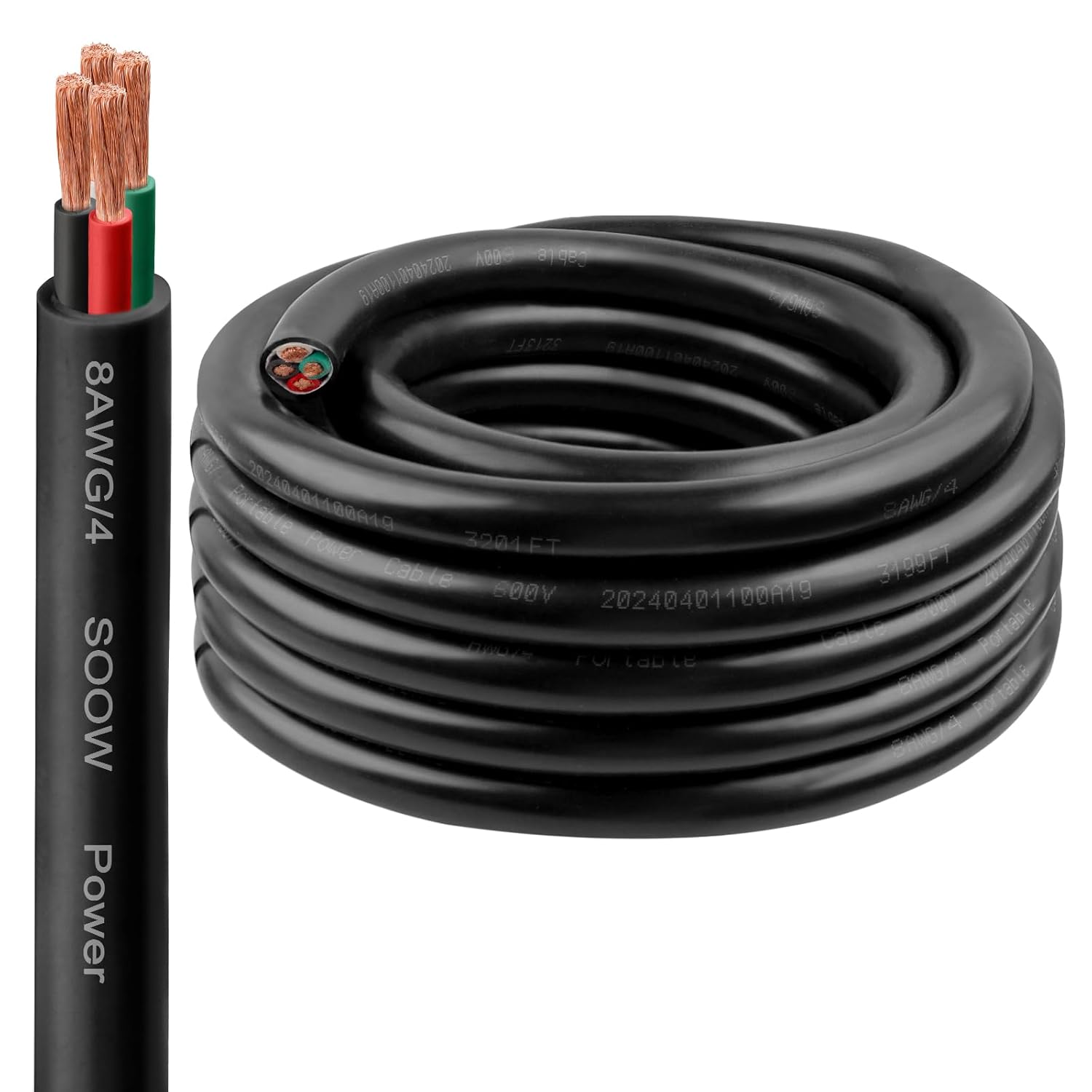 8/4 SOOW Wire 25FT - Heavy-Duty 8 AWG Portable Power Cable