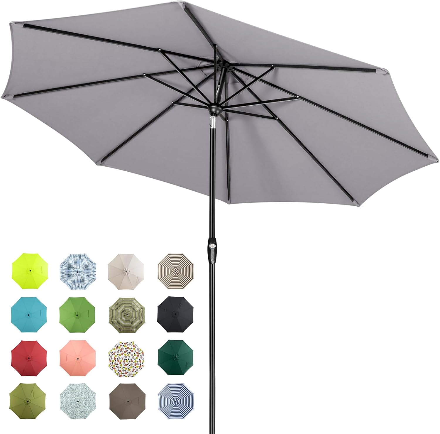 Tempera Patio Market Outdoor Table Umbrella with Auto Tilt