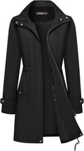 Bloggerlove Rain Jacket for Women Waterproof Long Trench Coat