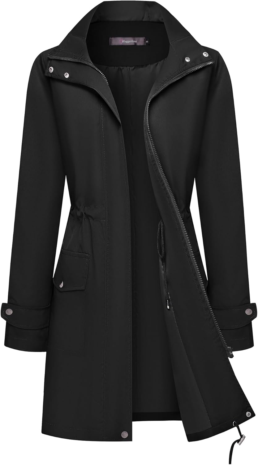 Bloggerlove Waterproof Rain Jacket for Women Lightweight Windbreaker