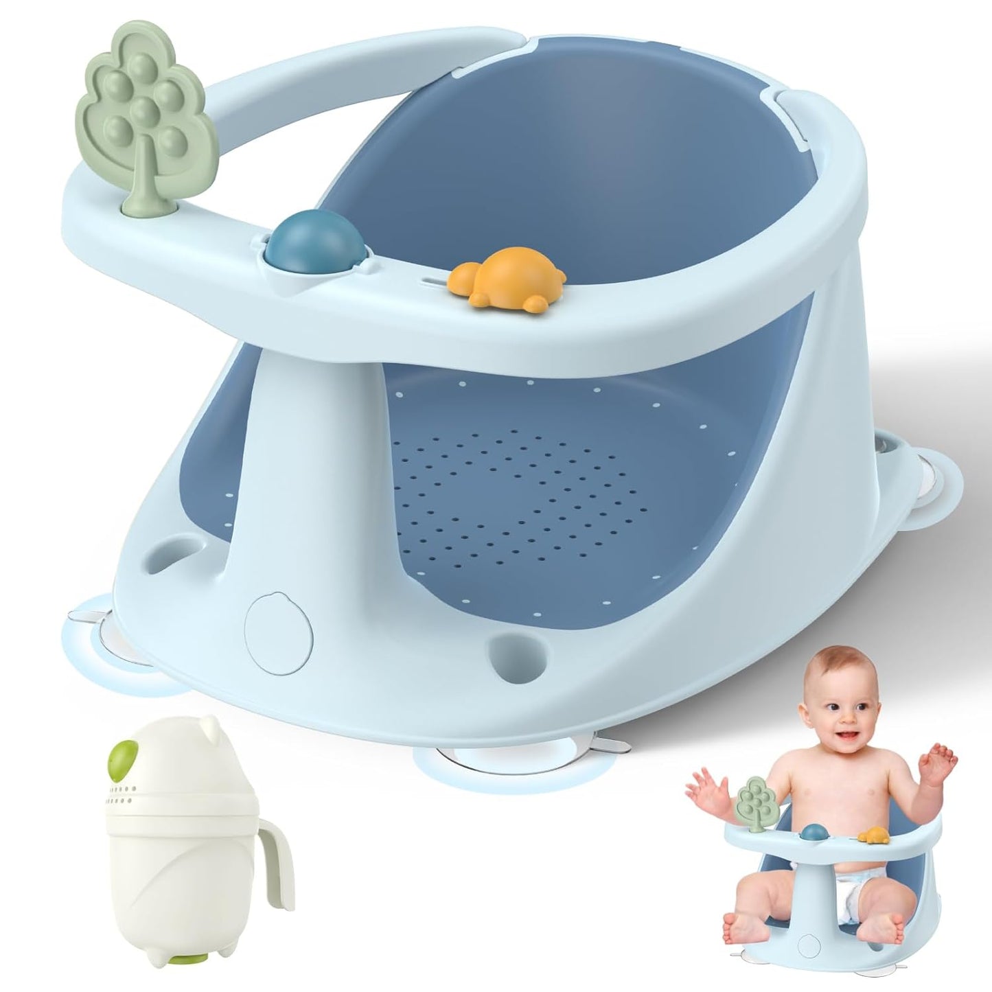 Secure Blue Baby Bath Seat w/ Suction Cups