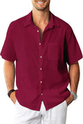 Linen Shirts for Men Short Sleeve Button Down - Lightweight Beachwear