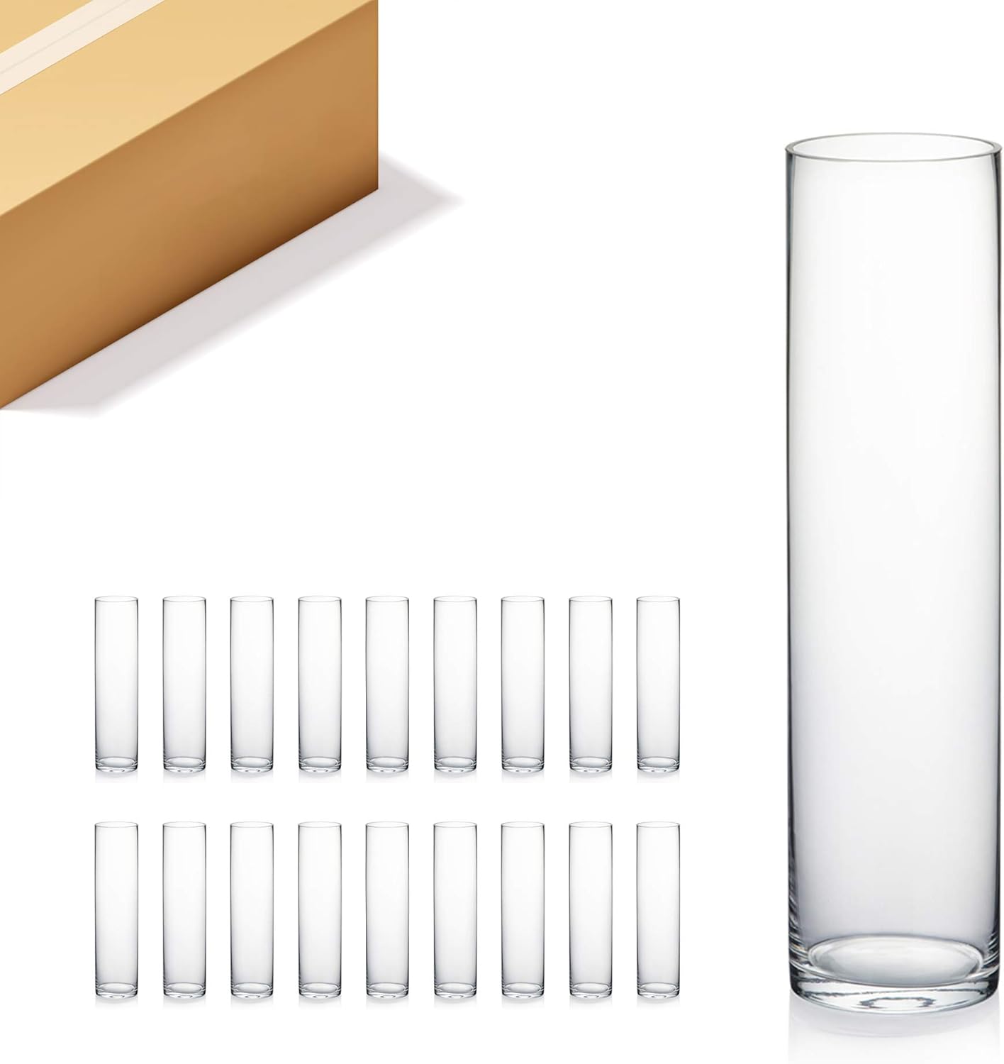 Quality Thick Weighted Clear Cylinder Glass Vases for Decor