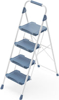 KINGRACK 4 Step Ladder Foldable Step Stool with Handrail - Stable Home
