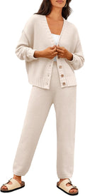 Womens Cardigan Pants Set - Slouchy 2-Piece Loungewear Set