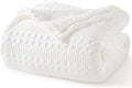 100% Cotton Waffle Weave Blanket Queen Size - Lightweight Cozy Quilt