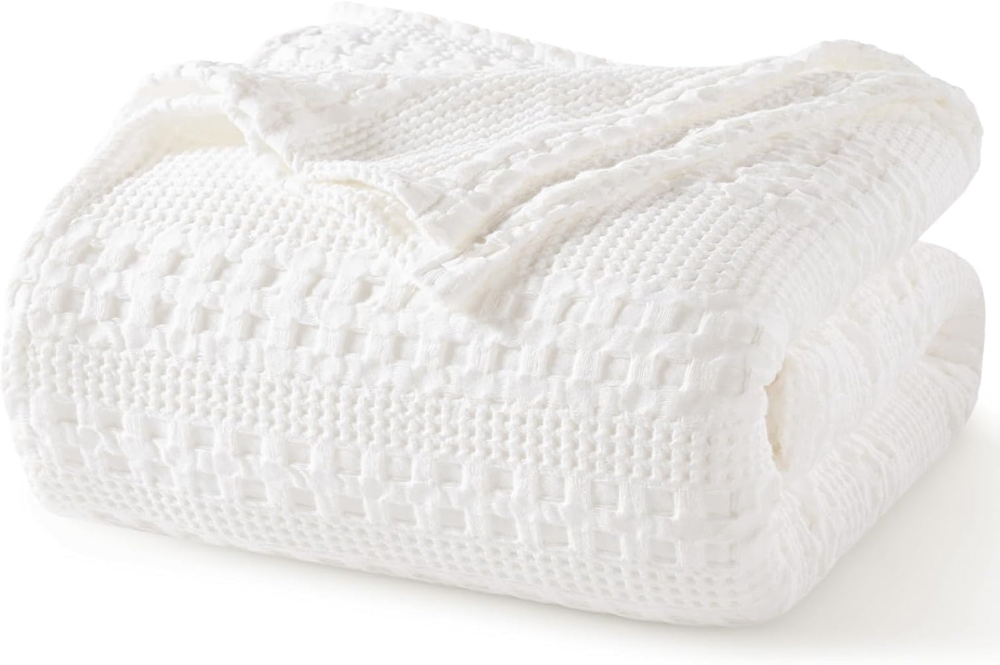 PHF 100% Cotton Waffle Weave Blanket for Cozy Summer Nights