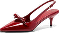 Womens Bow Slingback Kitten Heel Pumps - Comfortable 2 in Heel