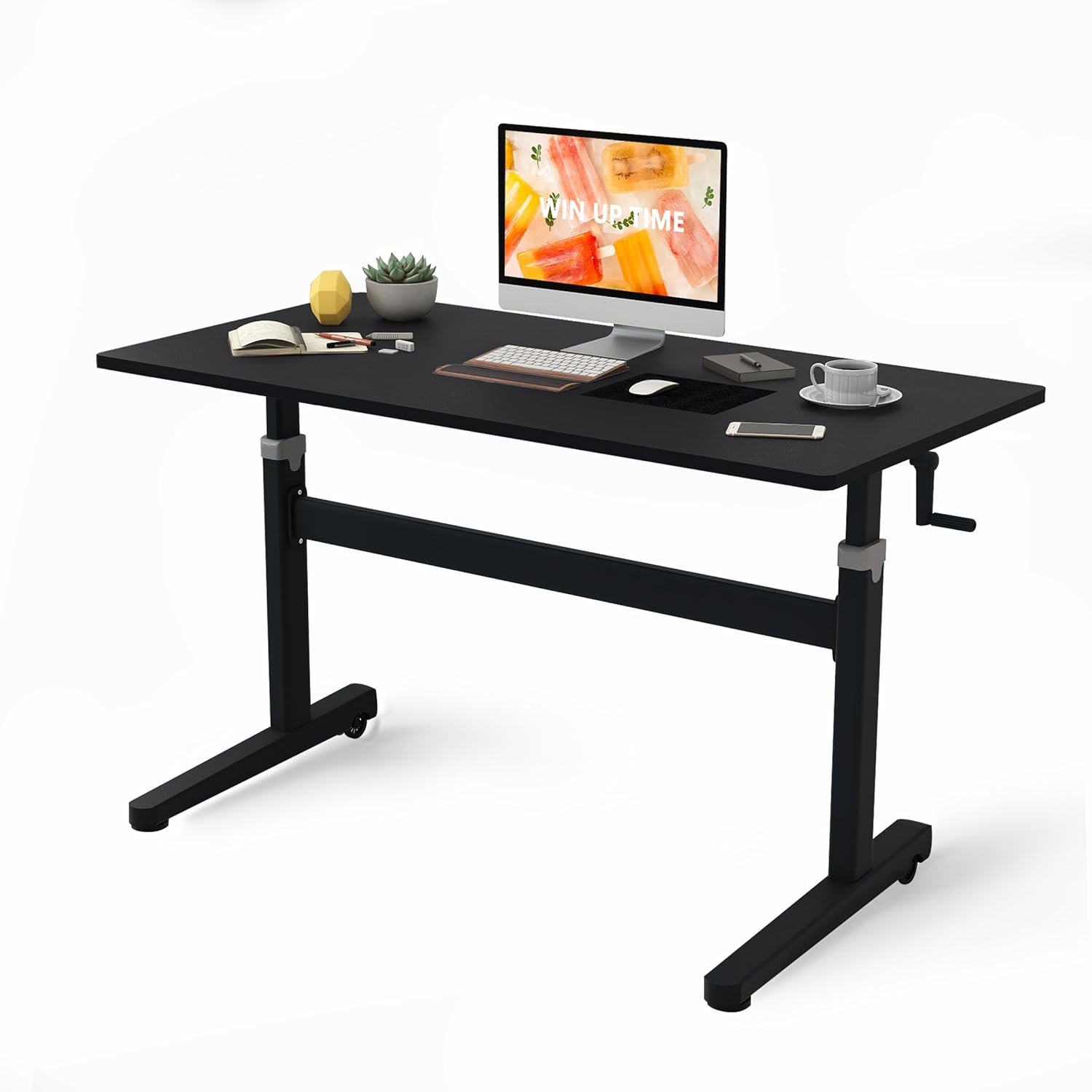 Portable Hand-Crank Standing Desk - Easy Height Adjustment