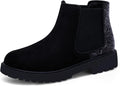 Girls Ankle Boots Sparkly Side Zipper - Warm Low Heel Winter