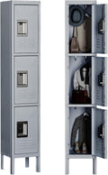 MIIIKO Employee Lockers Metal Cabinet 3 Doors - Durable 3-Tier Storage