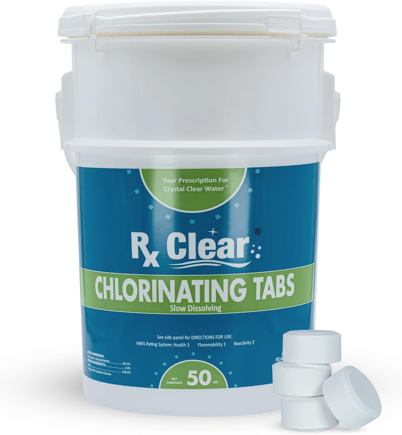 Rx Clear 1 Inch Chlorine Tabs for Effective Pool Sanitization