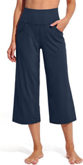 Women's Wide Leg Capri Yoga Pants - Comfortable High Waist Cropped