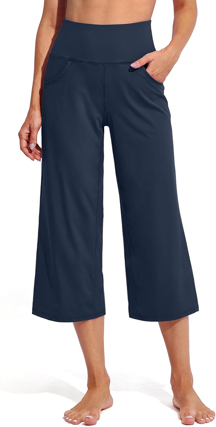 Promover Capri Pants for Women: Comfortable Wide Leg Yoga Wear