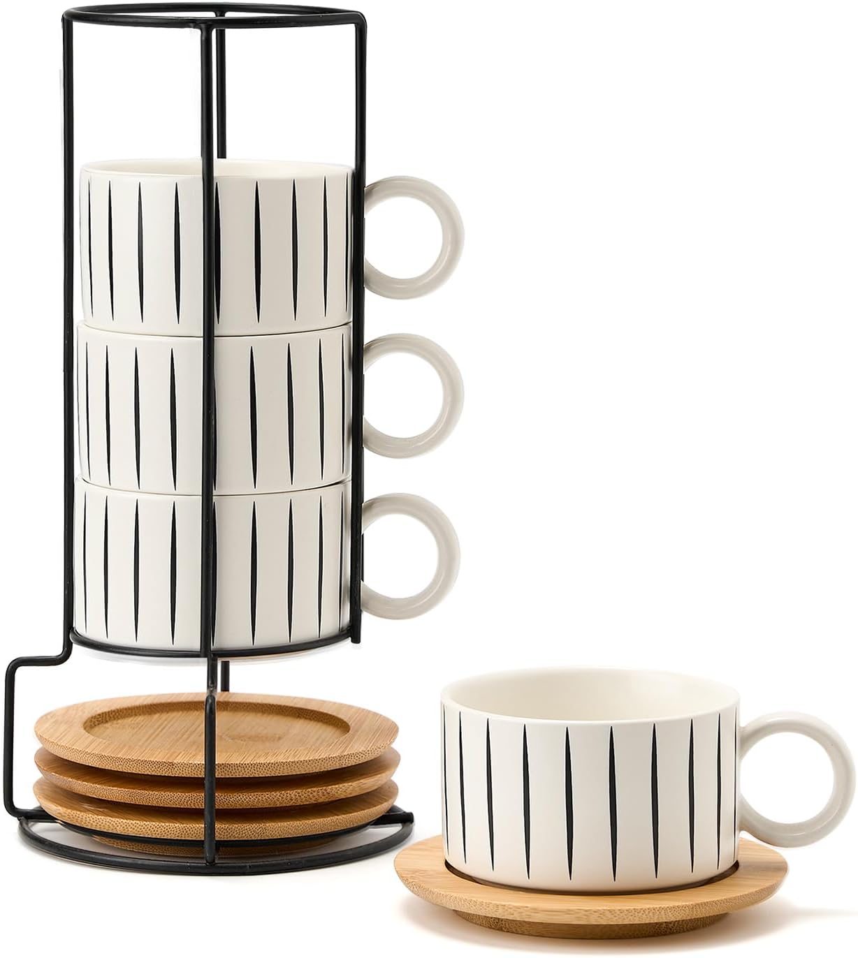 LUKA 6 Ounce Porcelain Stackable Espresso Cups Set of 4
