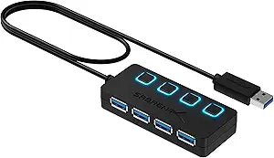 Sabrent 4-Port USB 3.0 Data Hub with Individual Power Switches