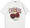 Oversized Graphic Tees Cherries Print Unisex Cotton T Shirt - Casual