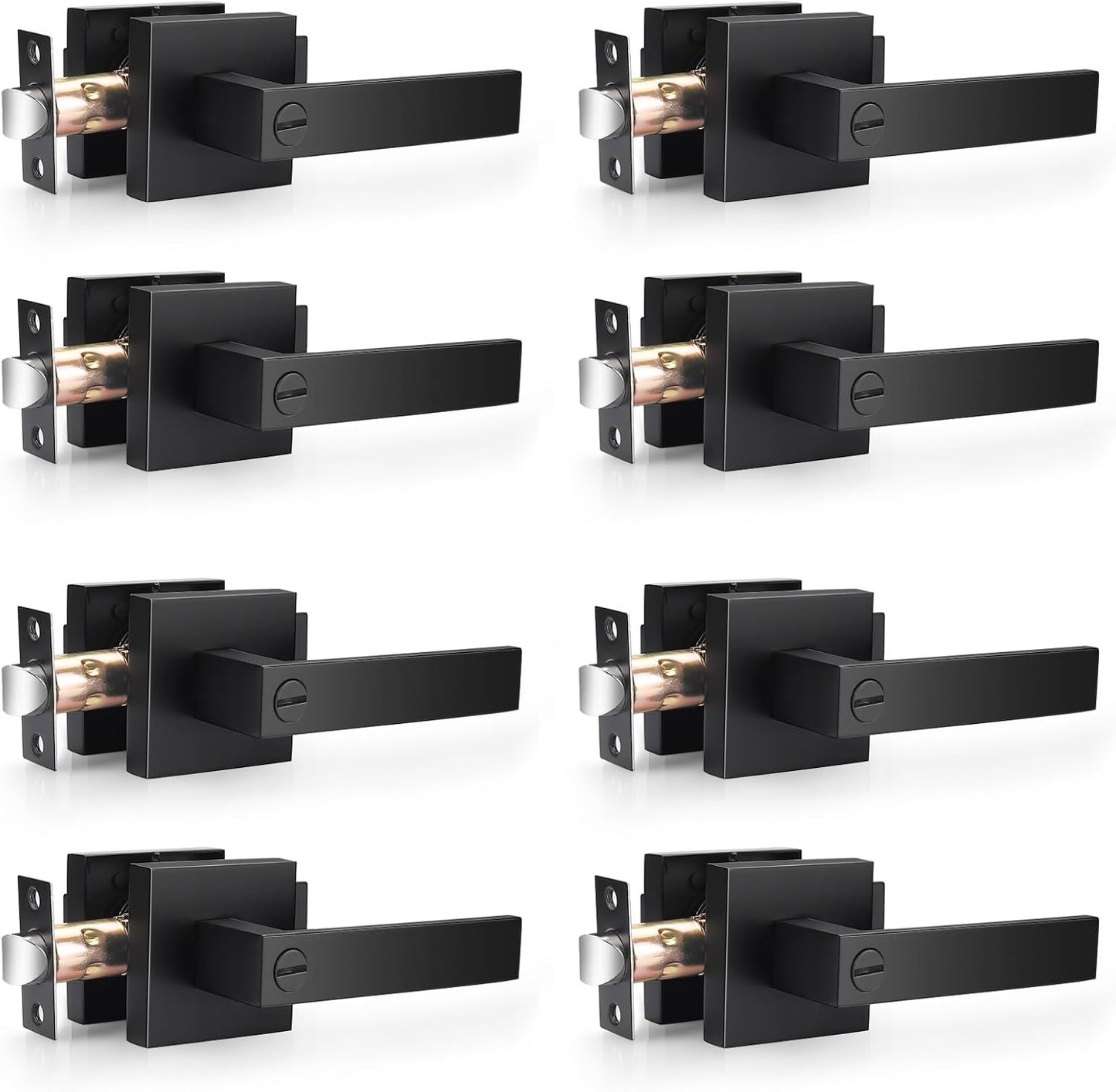 Probrico Heavy Duty Flat Black Door Handles for Privacy Needs
