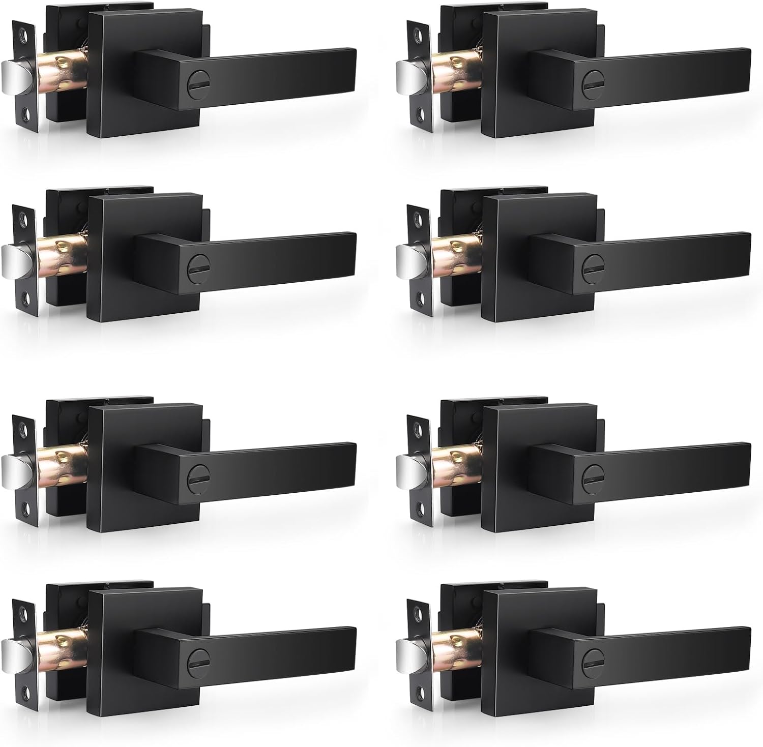 Probrico Heavy Duty Flat Black Door Handles for Privacy Needs