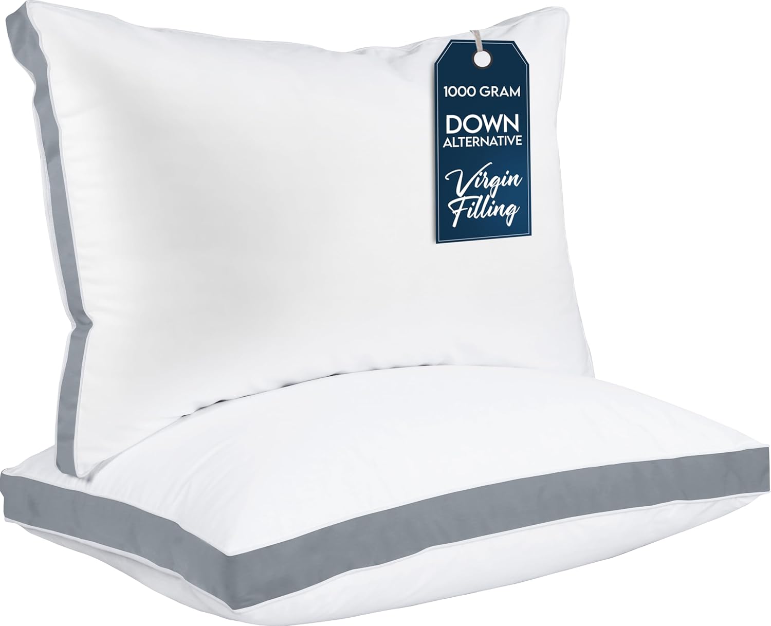 Gusseted Bed Pillows Set of 2 for Queen Size Sleepers