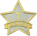 Star Years of Service Lapel Pin 1-30 Years - Gold & Silver Metal
