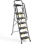 KINGRACK Step Ladder with Anti-Slip Pedals and Handrail