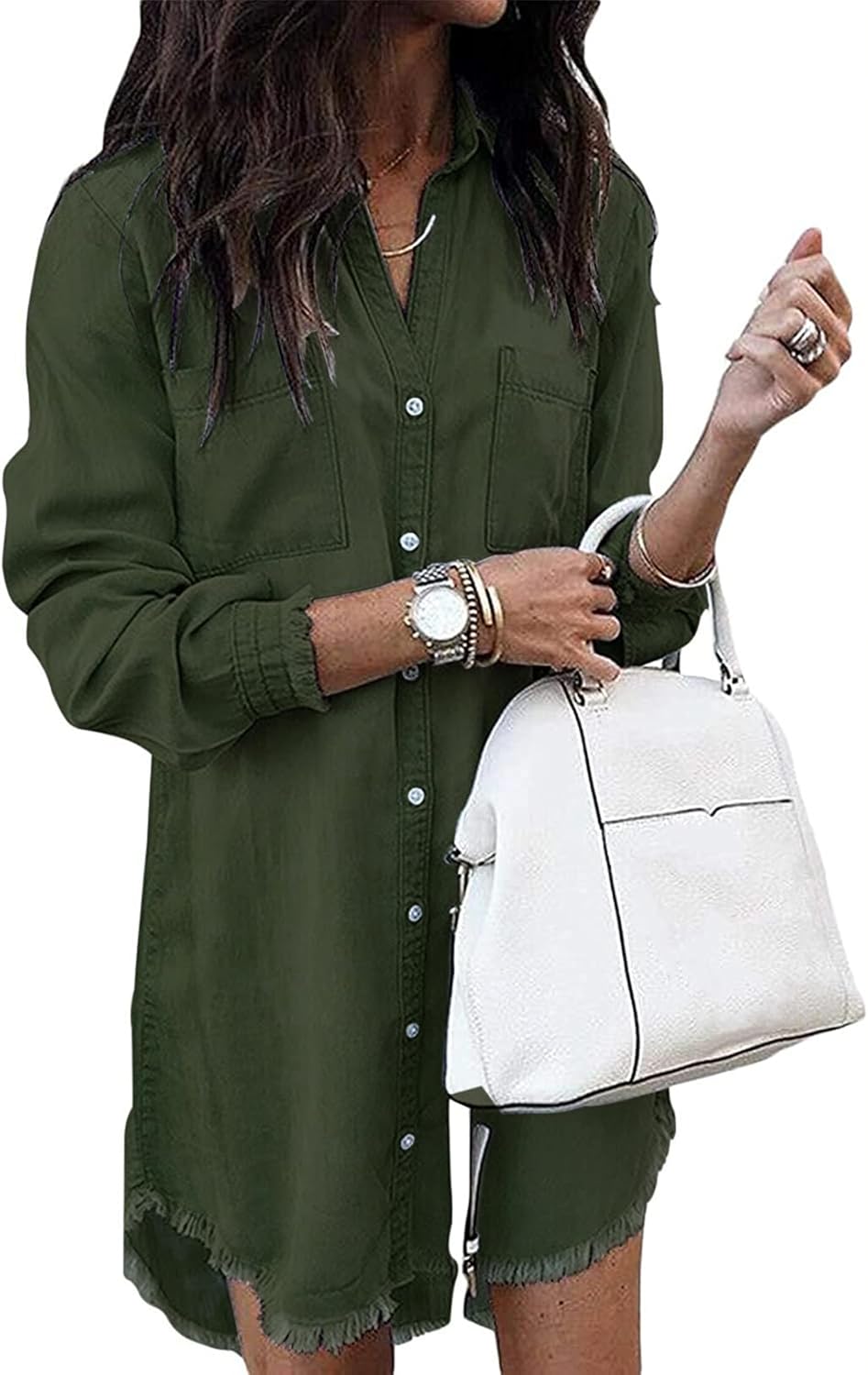 Stylish Denim Shirt Dress for Women - Casual Button Down Tunic