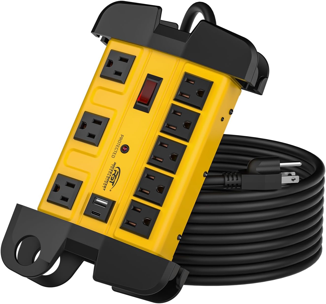 Heavy Duty Surge Protector Power Strip with USB-C Ports for Safety