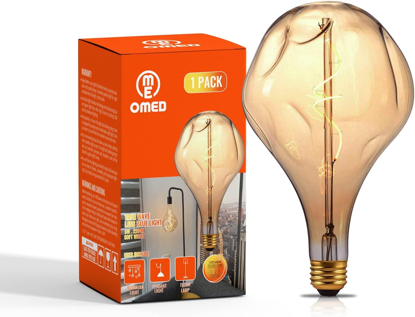 OMED S165 Large Vintage LED Edison Light Bulb for Home Decor