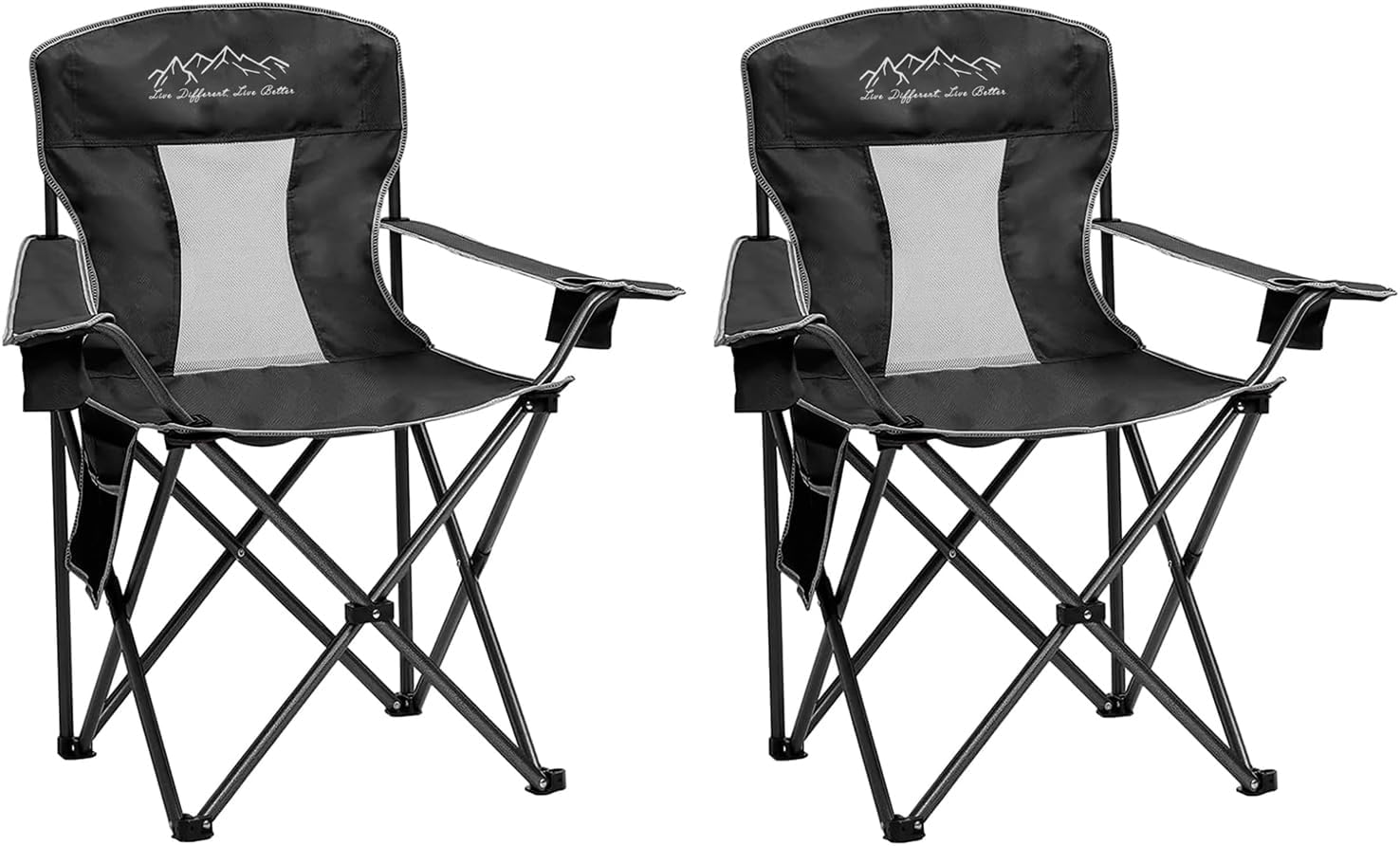 Heavy Duty Camping Chairs with Cooler Bag - Supports 325LBS