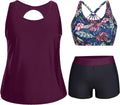 Holipick Women Plus Size 3 Piece Tankini Swimsuits (Style 9W4C)