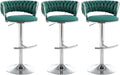 Green Velvet Bar Stools Set of 3, Counter Height Swivel Stools