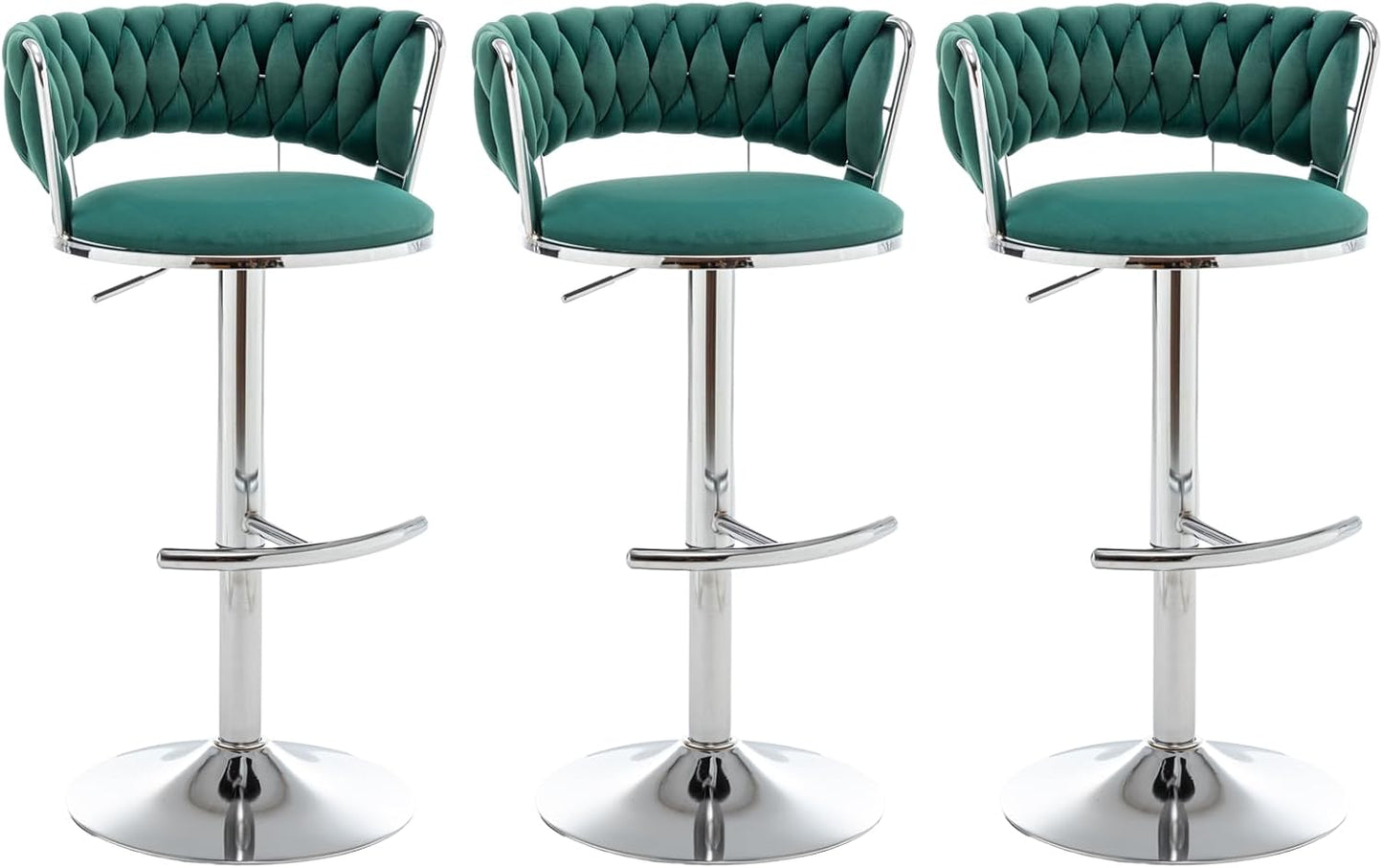 Stylish Velvet Bar Stools Set of 3 for Kitchen Island Use