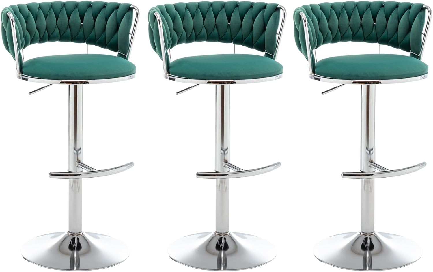Stylish Velvet Bar Stools Set of 3 for Kitchen Island Use