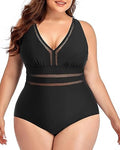 One Piece Plus Size Swimsuit V Neck Backless - Supportive Fit