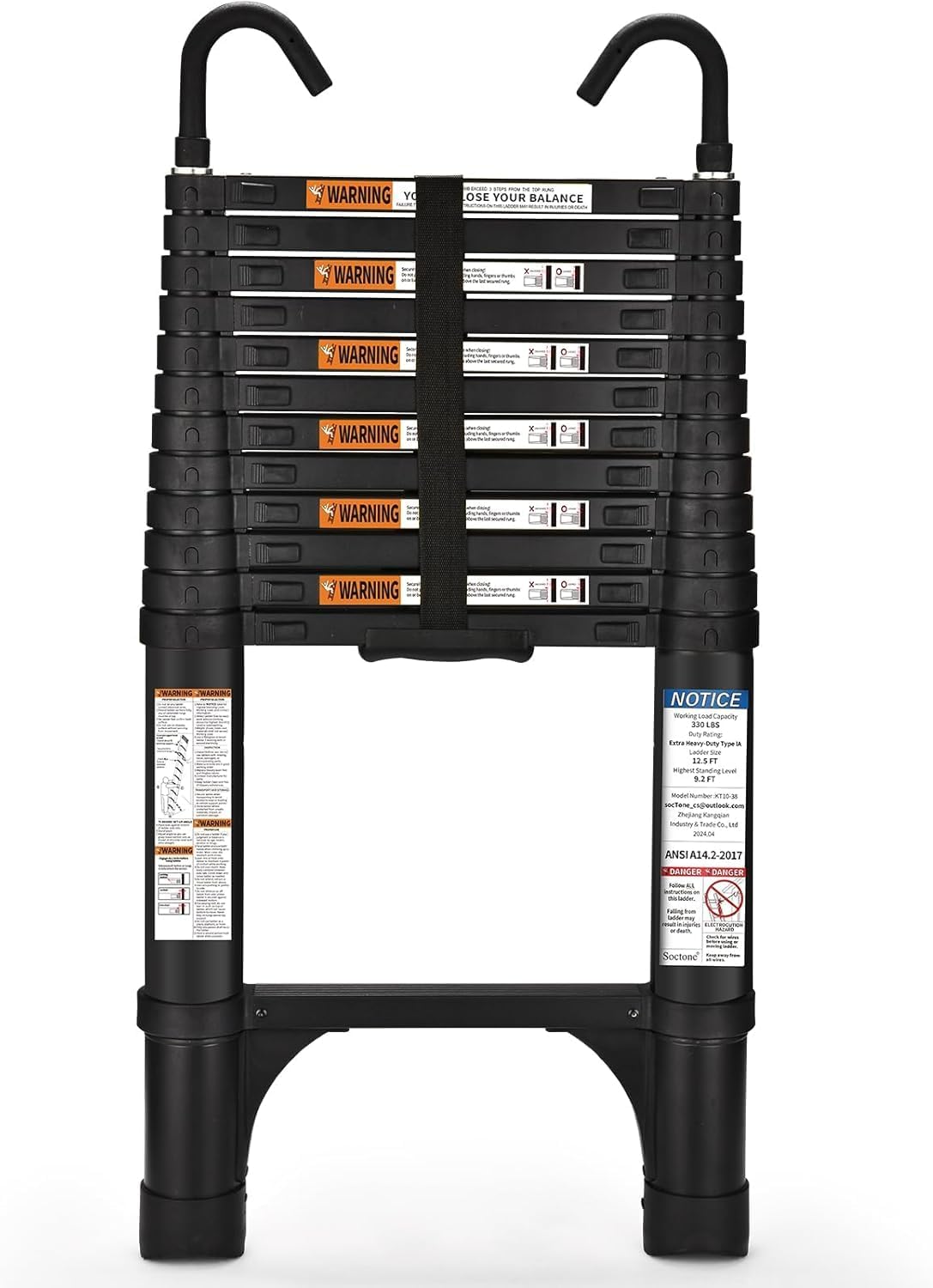 Telescoping Ladder 12.5 FT Lightweight Extension for Outdoor Work