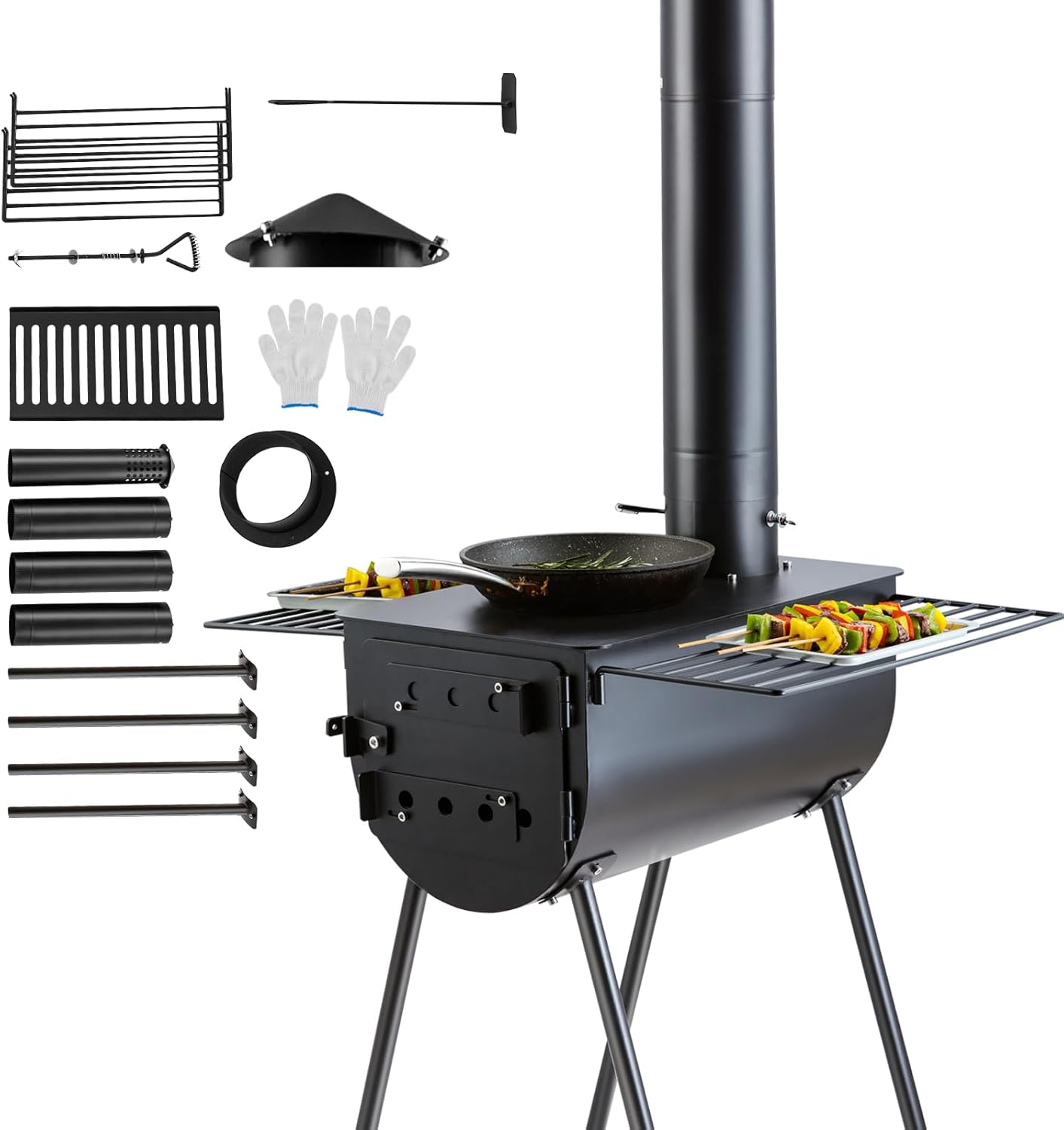 VEVOR 118in Camping Wood Stove for Outdoor Heating & Cooking