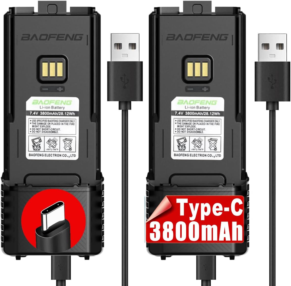 BAOFENG UV-5RM 3800mAh Battery with USB-C Charger for Ham Radio