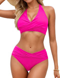 Sopliagon Women's Bikini Sets Twist Front Halter Two Piece Swim