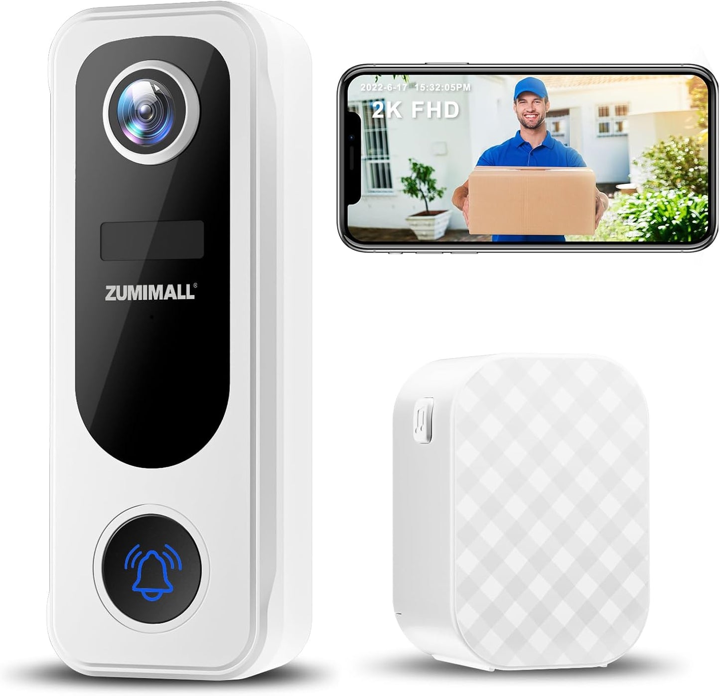 ZUMIMALL Wireless Video Doorbell with Voice Changer - Alexa Compatible