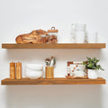 36 in Golden Oak Floating Shelf - Solid Real Wood Set of 2