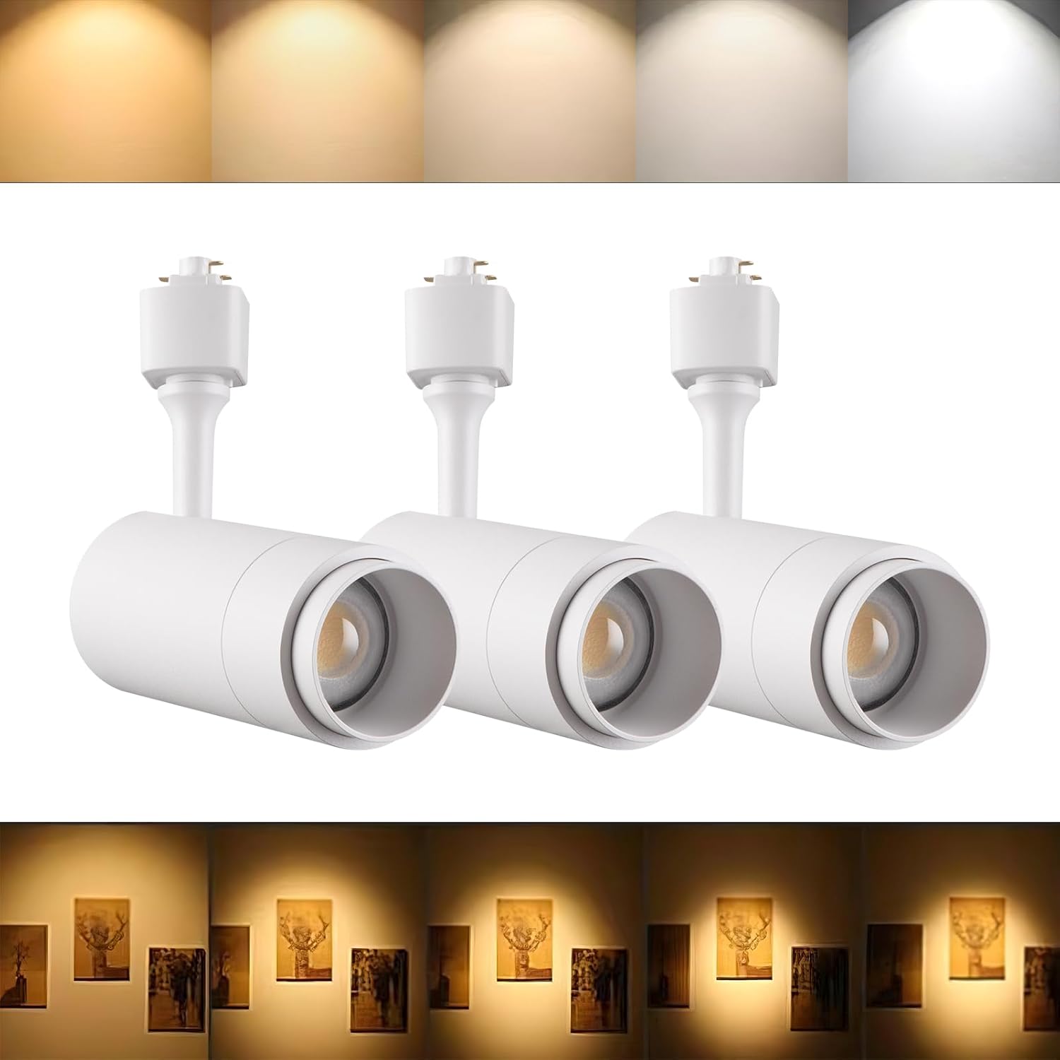 LED Track Lighting Heads Dimmable 24W 5CCT for Art and Task