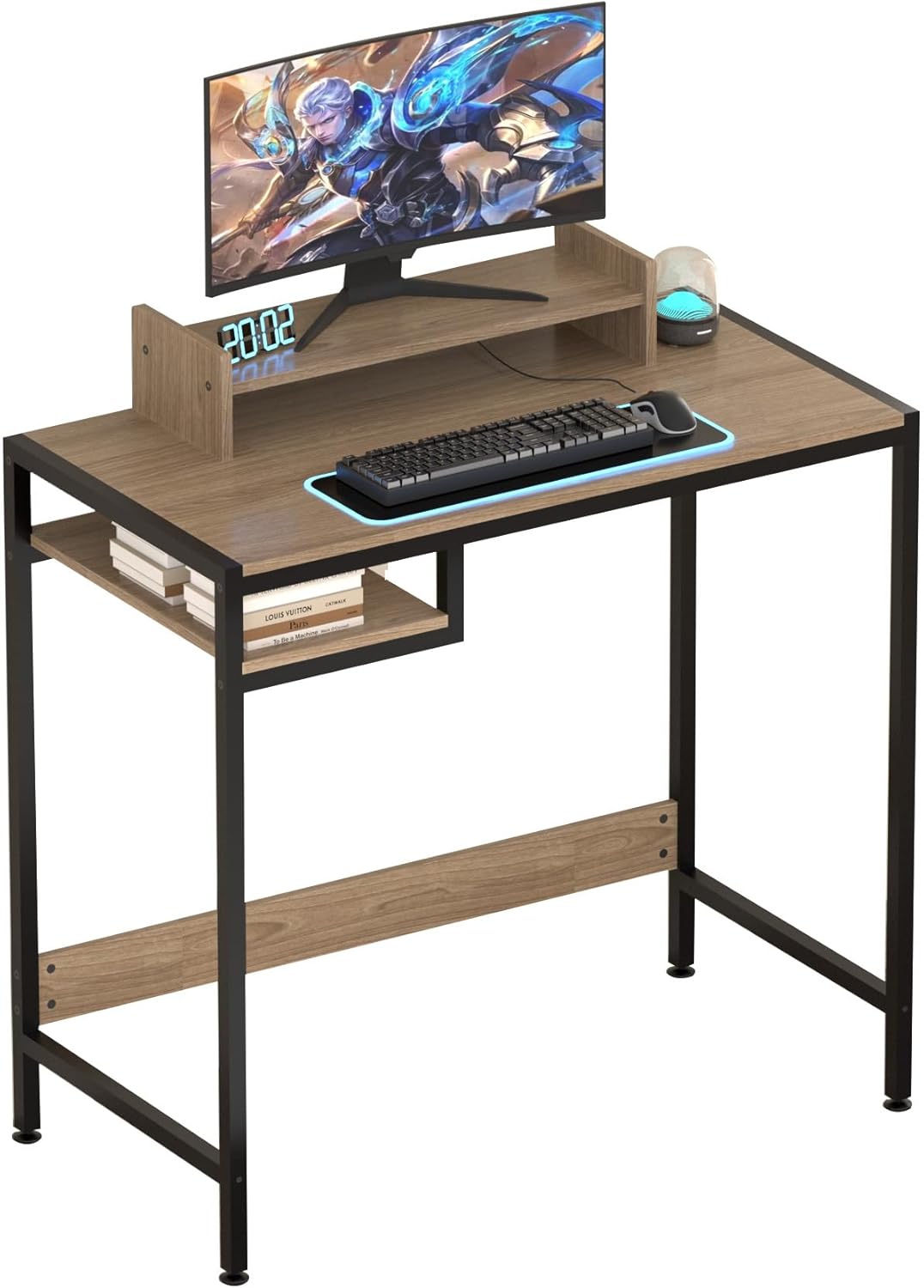32 Inch Home Office Desk with Storage and Monitor Stand