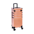 4 in 1 Rolling Makeup Train Case - Large Lockable Travel Organizer