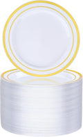 100PCS Gold Rim Disposable Dessert Plates - Heavy Duty Party Essentials