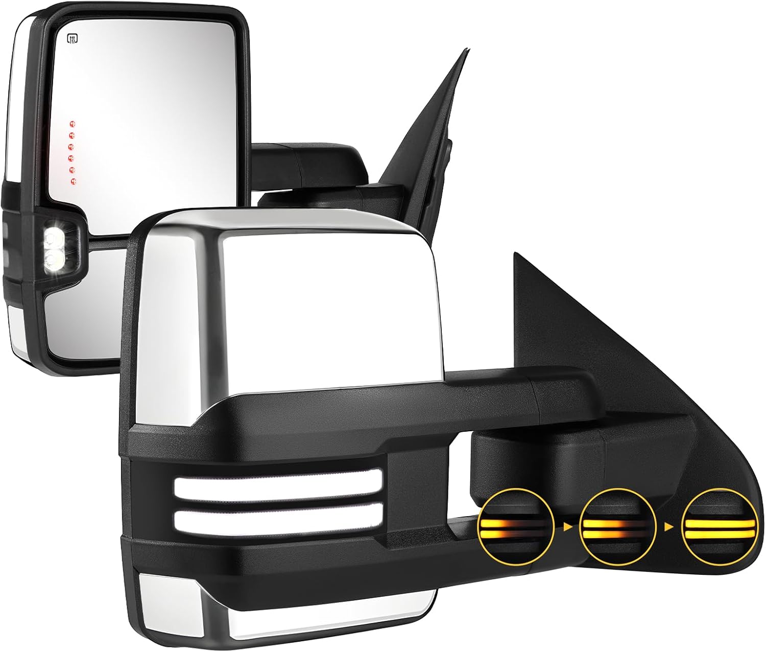 Towing Mirrors Chrome Switchback for 2014-2018 Chevy Silverado