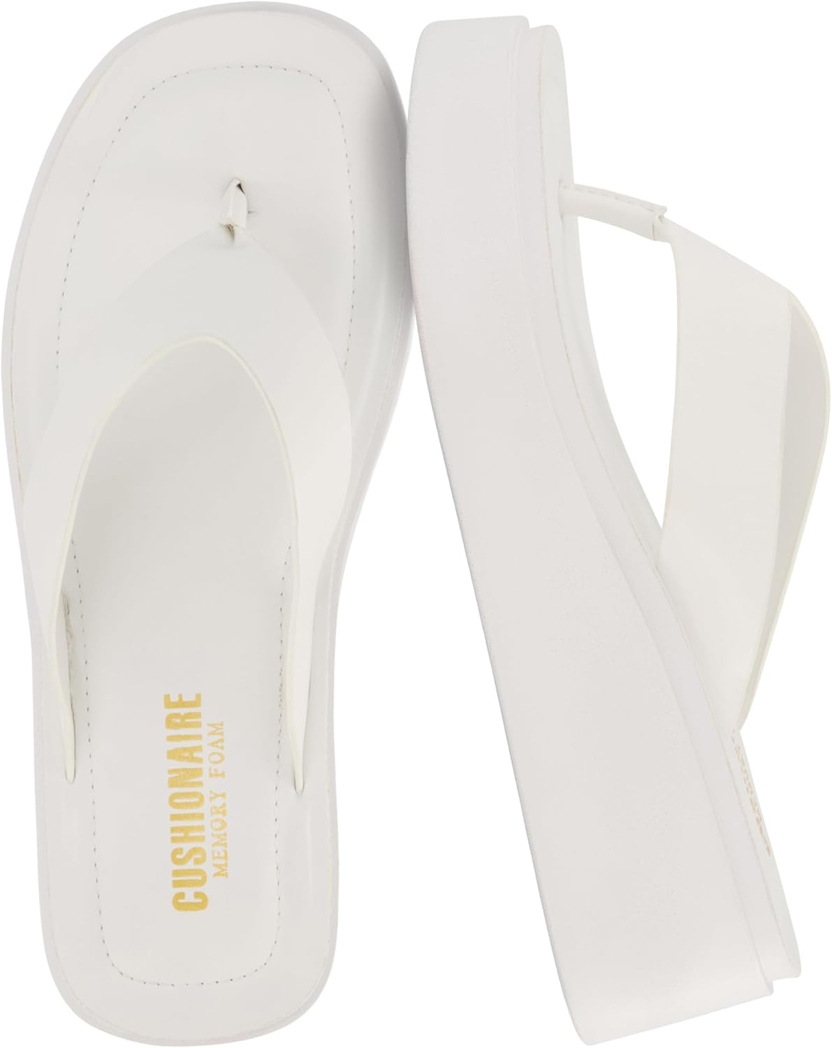 CUSHIONAIRE Women's Pippin Thong Platform Sandal with Memory Foam