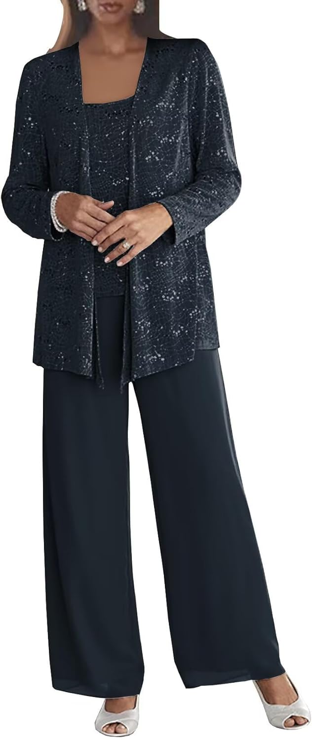 Chiffon Mother of The Bride Pant Suits for Elegant Weddings