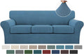 3 Cushion Sofa Slipcover - Turquoize Jacquard 4 Piece Dusty Blue